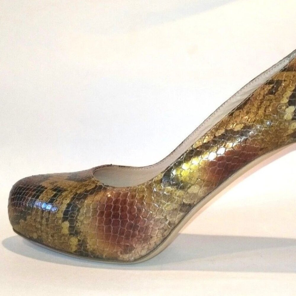 LONGCHAMP NEW Pumps Heels Hidden Platform Python ALL- Leather Womens 40/9 Italy - Picture 2 of 12